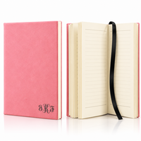 Pink Journal with Black Satin Bookmark with Script Monogram