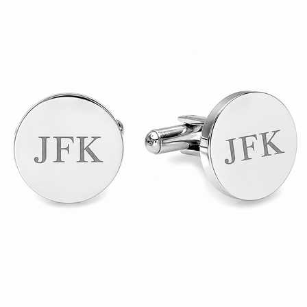 Polished Silver Round Engravable Cufflinks