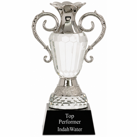 Premier Crystal Cup With Metal Handles And Black Crystal Base