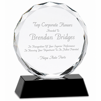 Premier Personalized Round Crystal Award On Black Crystal Base