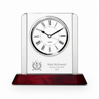 Prestige Collection Crossing Golf Clubs Theme Theme Personalized Rosewood, Glass & Steel Desktop Clock