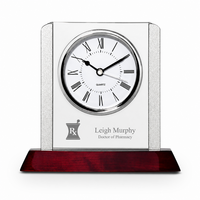 Prestige Collection Pharmacist Theme Personalized Rosewood, Glass & Steel Desktop Clock