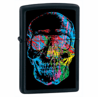 Rainbow Skull Black Matte Zippo Lighter - ID# 28042