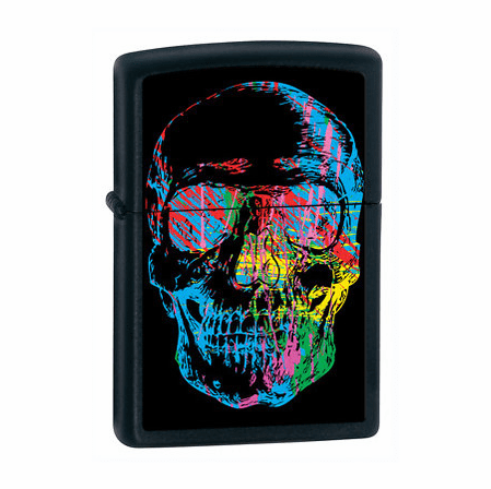 Rainbow Skull Black Matte Zippo Lighter - ID# 28042