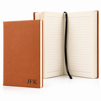 Rawhide Tone Journal with Black Satin Bookmark with Personalized Initials
