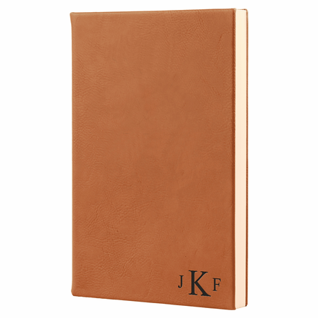 Rawhide Tone Journal with Black Satin Bookmark with Roman Monogram