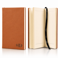 Rawhide Tone Journal with Black Satin Bookmark with Script Monogram