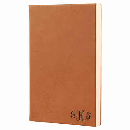 Rawhide Tone Journal with Black Satin Bookmark with Script Monogram