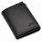 RFID Blocking Black Leather Trifold Wallet With Flip Up ID Holder