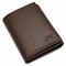 RFID Blocking Brown Leather Trifold Wallet With Flip Up ID Holder