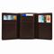 RFID Blocking Brown Leather Trifold Wallet With Flip Up ID Holder
