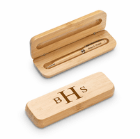 Roman Monogram Theme Laser Engrave Bamboo Pen and Box Set