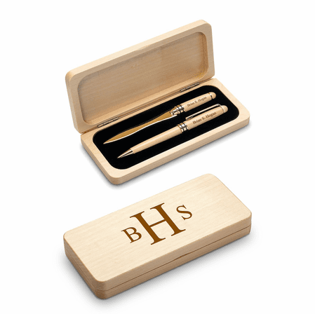 Roman Monogram Elegance Collection Maplewood Ballpoint Pen & Letter Opener Set