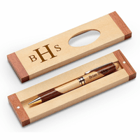 Roman Monogram Theme Personalized Maple & Rosewood Engraved Pen and Box