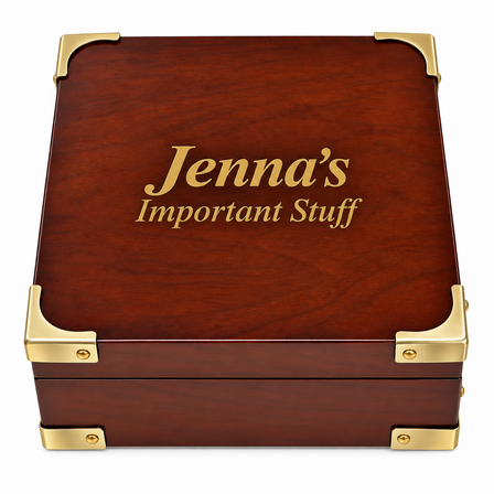 Rosewood Finish Keepsake Chest with Brass Corner