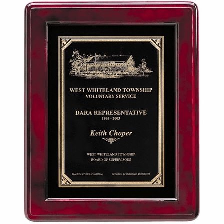Rosewood Framed Plaque With  Black Engraving Plate - RF300B - Discontinued