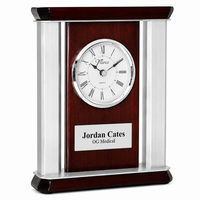 Rosewood & Metal Personalized Desktop Clock