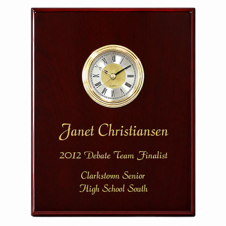 Rosewood Piano Finish Recognition Wall Plaque with Clock - Discontinued