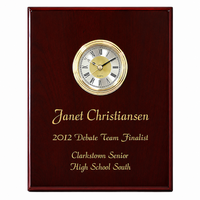 Rosewood Piano Finish Recognition Wall Plaque with Clock - Discontinued
