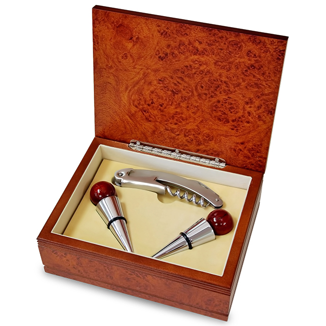 Rosewood Wine Stopper Set Executive Gift Shoppe