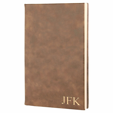 Rustic Brown Journal with Black Satin Bookmark with Personalized Initials