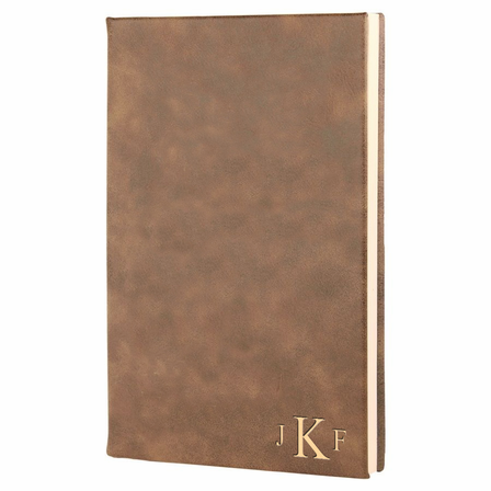 Rustic Brown Journal with Black Satin Bookmark with Roman Monogram