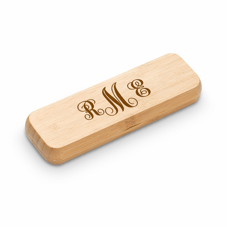 Script Monogram Theme Laser Engrave Bamboo Pen and Box Set