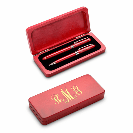 Script Monogram Elegance Collection Cherrywood Pen & Letter Opener Set