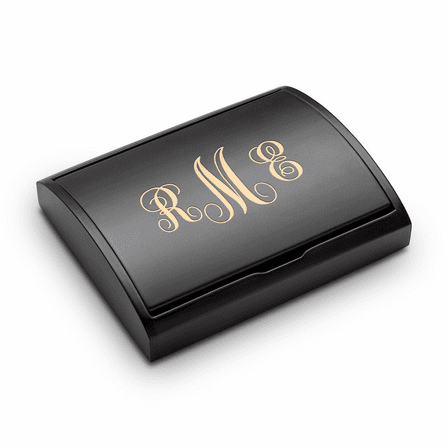 Script Monogram Laser Engraved Three Piece Black & Silver Pen & Pencil Gift Set