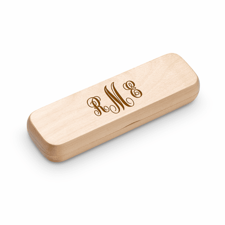 Script Monogram Theme Personalized Maple Wood Double Pen and Box Set