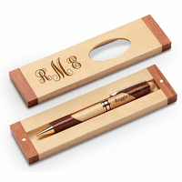 Script Monogram Theme Personalized Maple & Rosewood Engraved Pen and Box