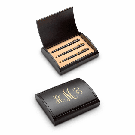 Script Monogram Theme Personalized Three Piece Pen & Pencil Gift Set
