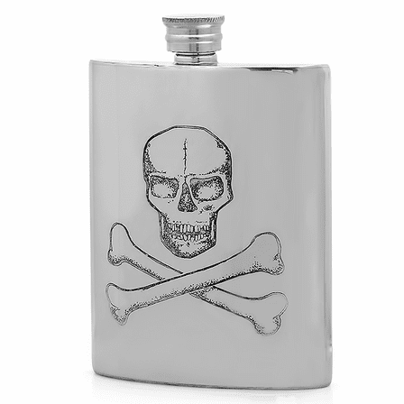 Skull & Crossbones  Pewter Flask