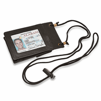 Small  Leather ID Holder With Neck Strap