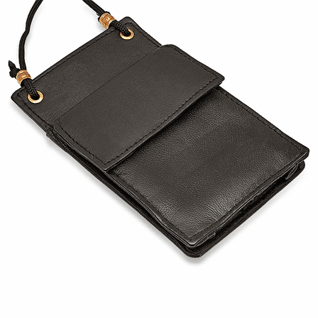 Small  Leather ID Holder With Neck Strap