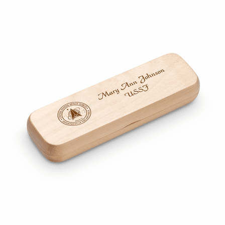 Space Force Theme Personalized Maple Wood Double Pen and Box Set