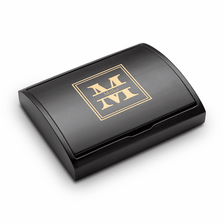 Split Monogram Laser Engraved Three Piece Black & Silver Pen & Pencil Gift Set