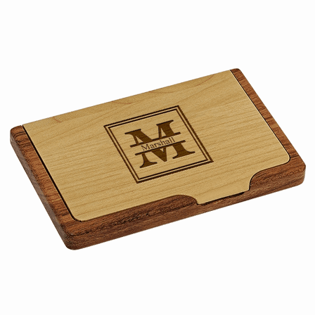 Split Monogram   Pocket/Desktop Business Card Holder - Free Engraving