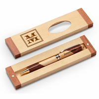 Split Monogram Theme Personalized Maple & Rosewood Engraved Pen and Box
