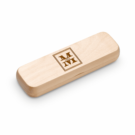 Split Monogram Theme Personalized Maple Wood Double Pen and Box Set