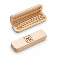 Split Monogram Theme Personalized Maple Wood Double Pen and Box Set