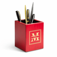 Split Monogram Theme Personalized Rose Finished Wood Pen and Pencil Cup