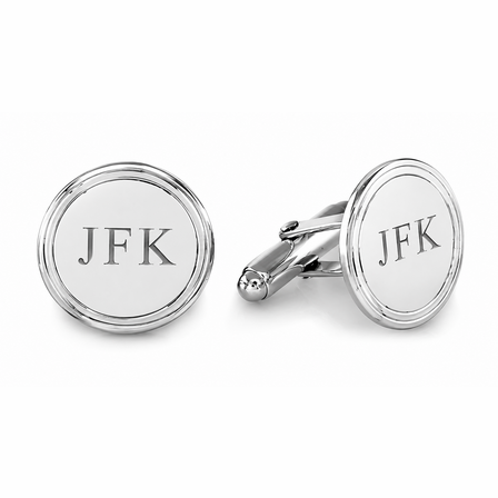 Sterling Silver Tier Collection Engravable Round Cufflinks