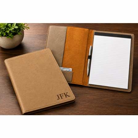 Tan Portfolio & Notebook with Personalized Initials
