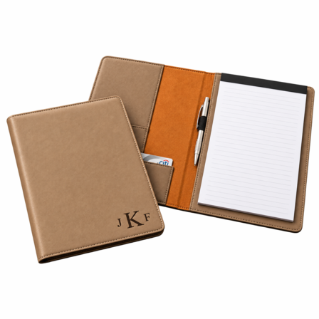 Tan Portfolio & Notebook with Roman Monogram