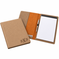 Tan Portfolio & Notebook with Script Monogram