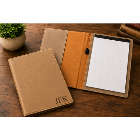 Tan Small Portfolio & Notebook with Personalized Initials