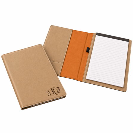 Tan Small Portfolio & Notebook with Script Monogram