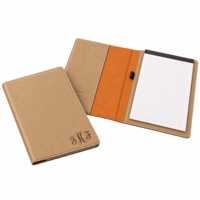 Tan Small Portfolio & Notebook with Script Monogram
