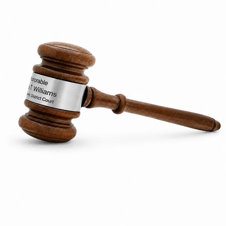 The Judge Personalized Walnut Wood Gavel With Silver Band